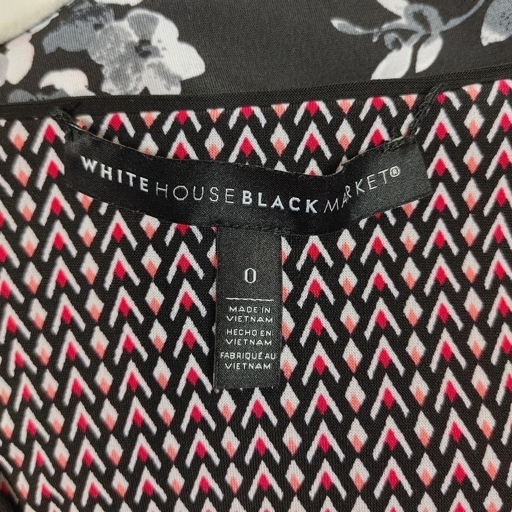 White House Black Market Reversible Floral Print Faux Wrap Dress Size 0 - Picture 9 of 13